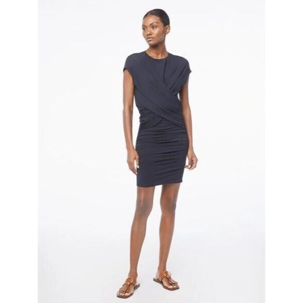 Frame Shirred Muscle Dress in Navy